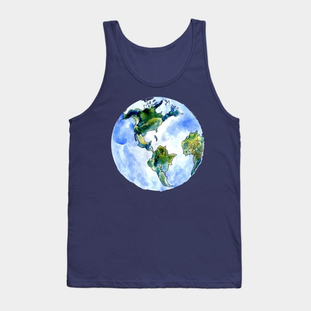 Hand Drawn Earth Tank Top by AnnArtshock